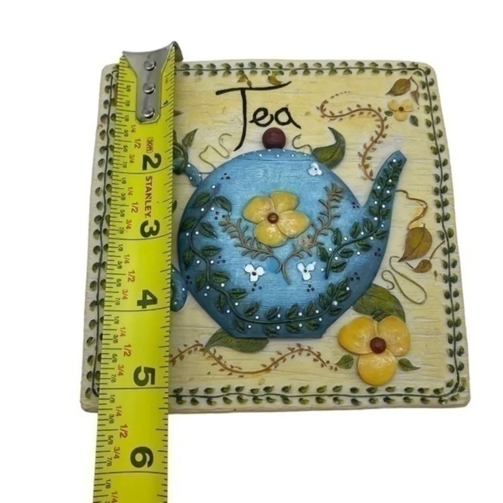 Tea 3D Resin Picture Plaque With Teapot Flower For Kitchen Wall Decor